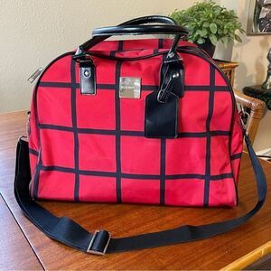 Isaac Mizrahi Hamilton Tote Red Black With Silver Hardware
